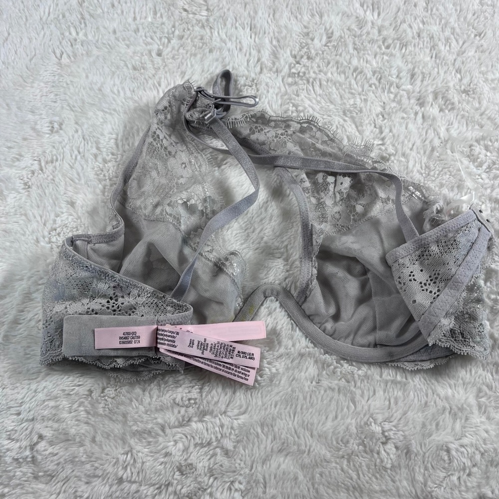 Victoria's Secret‎ Women's Dream Angels Grey Lace Unlined Plunge Bra Size Medium - Picture 15 of 17
